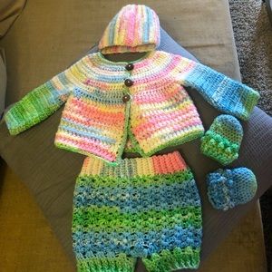 Handmade crochet baby outfit